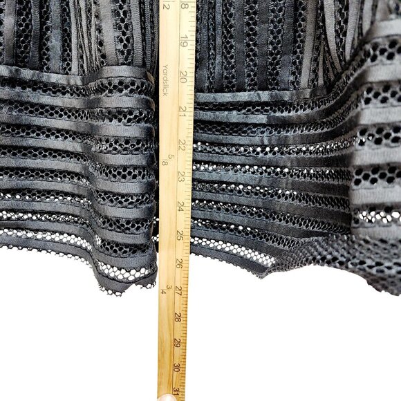 Black Mesh Striped A-Line Skirt By Haute Monde Size L Womens Elegant Mid-Length - Picture 12 of 12